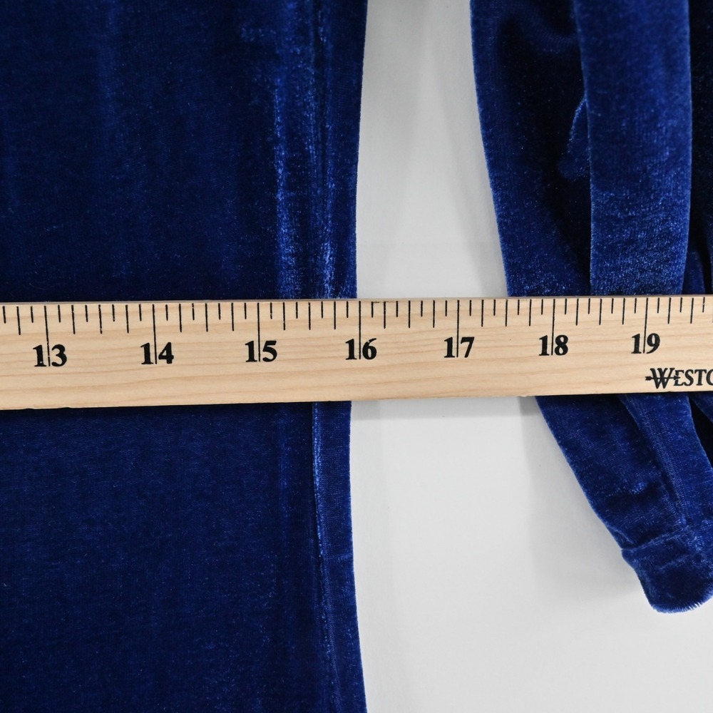 Vtg Y2k Blue Velvet Dress Womens Size 38 Cowl Neck Velour Whimsigoth Holiday - Picture 6 of 14